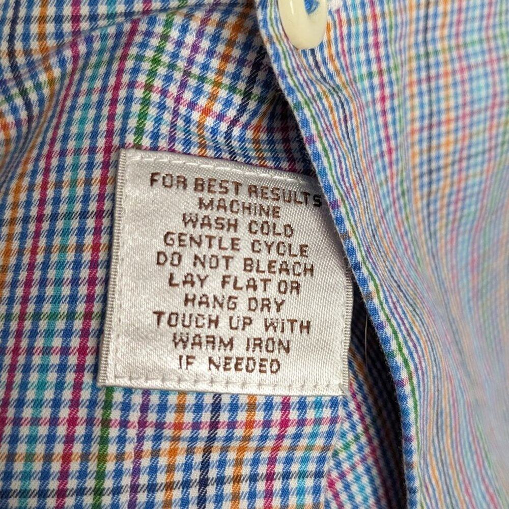 Peter Millar Multicolor Gingham Cotton Shirt Long Sleeve Button Down Size M - Picture 5 of 6